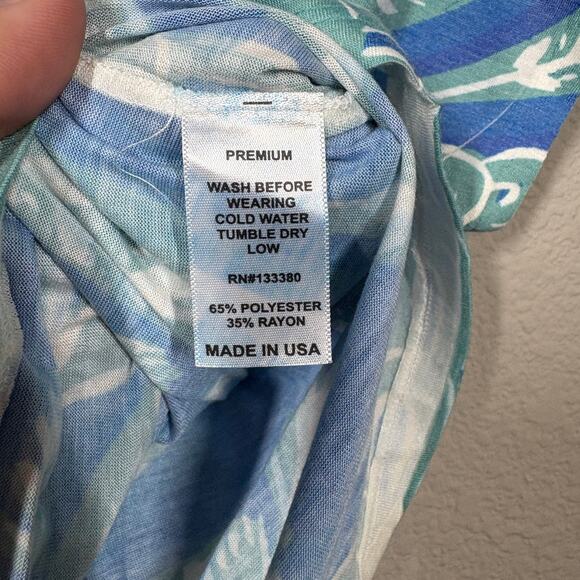 Before+Again Size Small Dolman Sleeves Shirt Top Blue Leaves Print Pullover - Picture 5 of 7